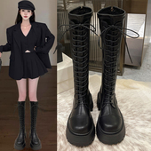 长筒靴女2025年新款 秋冬季 瘦瘦不过膝高筒骑士靴小个子厚底长靴子