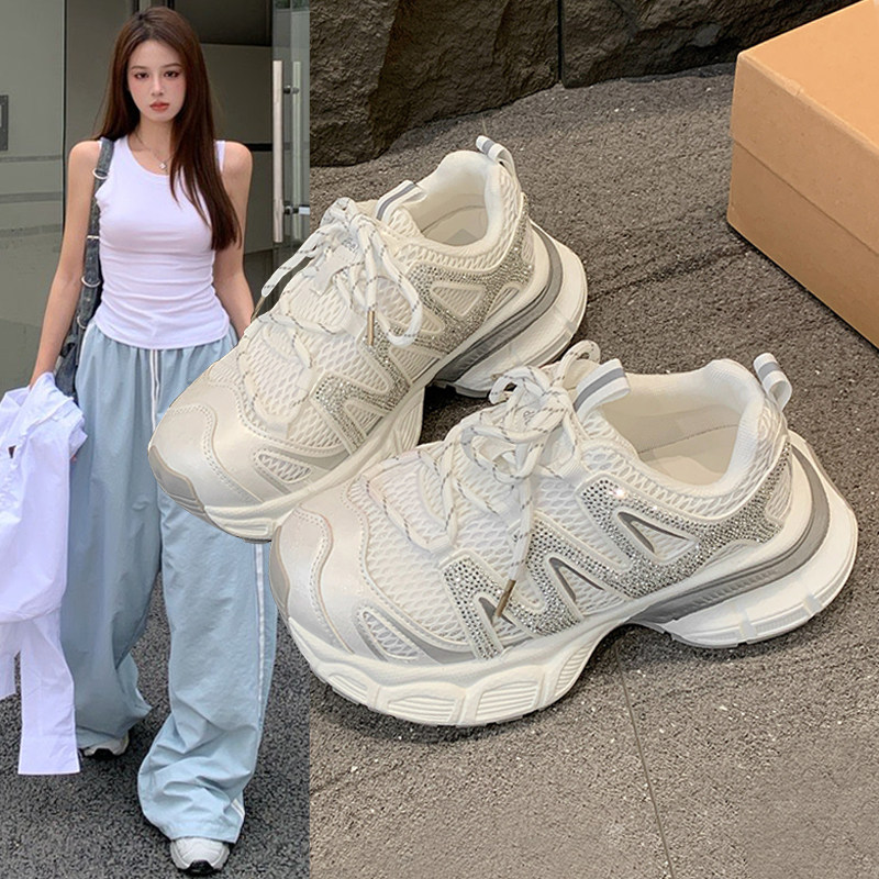 厚底增高老爹鞋女2026年夏季新款爆款网面透气轻便休闲跑步运动鞋