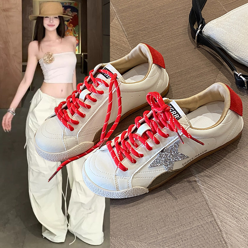 德训小白鞋女2025年夏秋季新款轻便脏脏鞋软底百搭超火星星休闲鞋