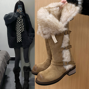 2025冬季 保暖棉鞋 新款 高筒帕扣厚绒时尚 俄式 乌托邦长筒雪地靴女款