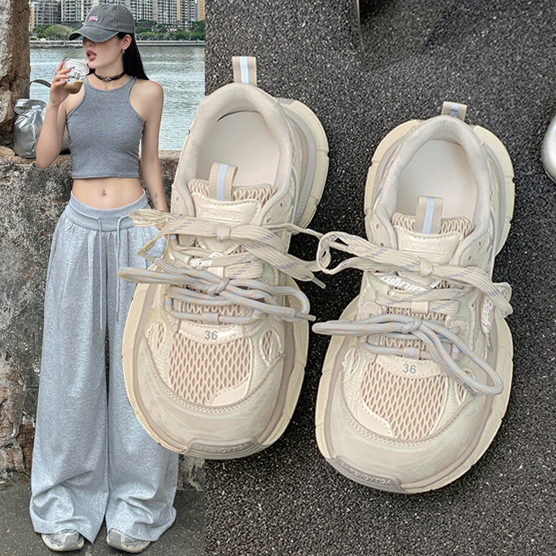 厚底老爹鞋女2026春季新款网面透气小个子增高炸街超火休闲运动鞋,女鞋,时尚休闲鞋,淘宝优惠券,粉丝福利购,淘宝优惠卷
