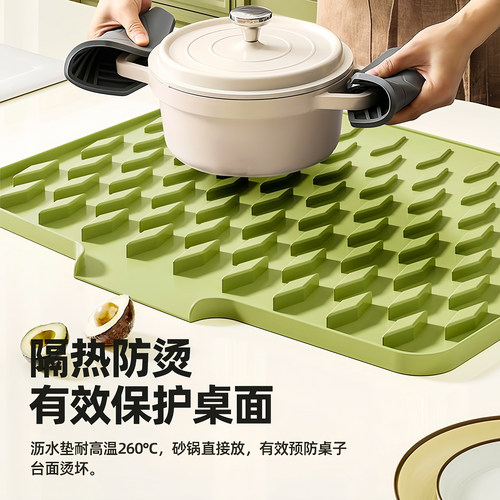 台面斜坡硅胶沥水垫防烫隔热锅垫