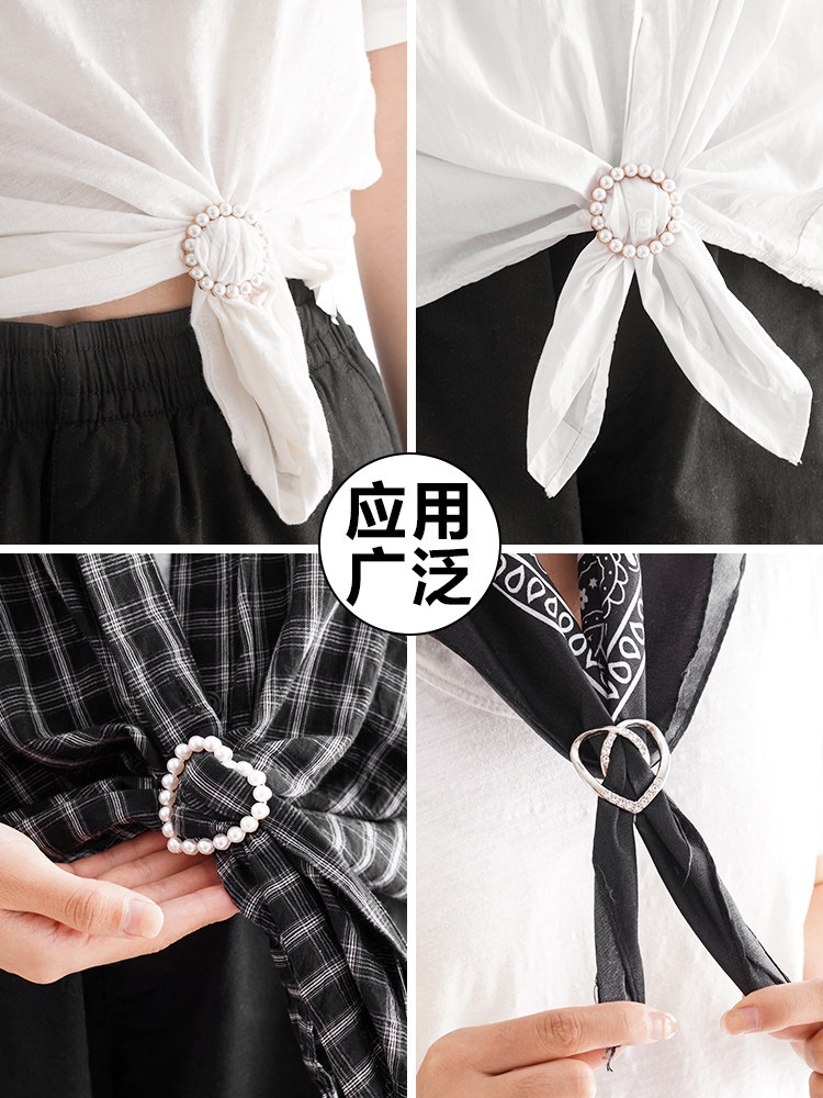 매듭진 코너 버클 실크 스카프 버클 다용도 유물 셔츠 밑단 티셔츠 티셔츠 여성 의류 장  액세서리 브로치