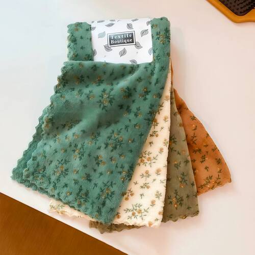 4条装复古碎花抹布厨房洁百洁布