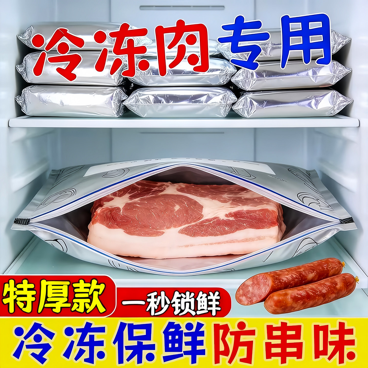 铝箔保鲜袋冰箱冷冻冷藏密封袋自封袋拉链式食品级封口分装袋食物