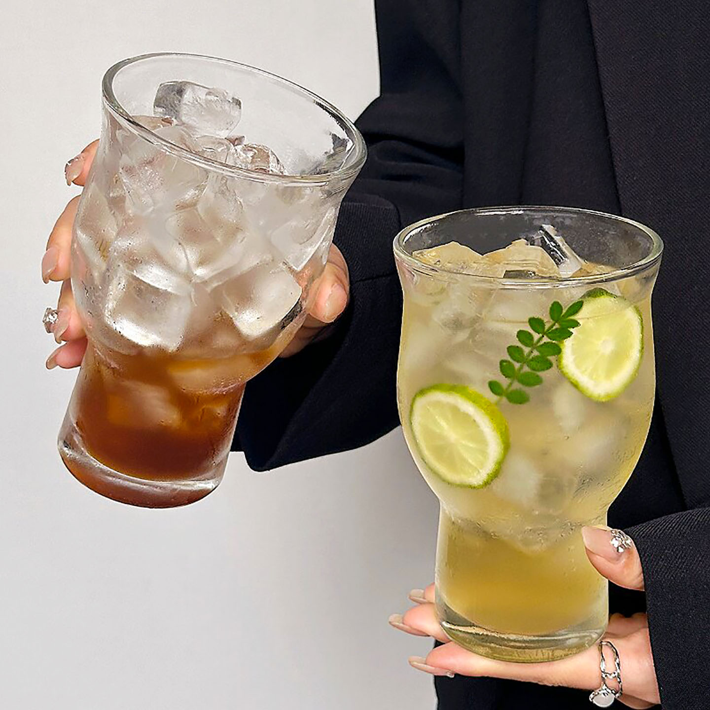 小众复古宽口玻璃杯冰美式咖啡杯