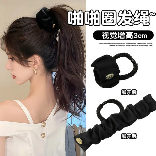 懒人高马尾不塌啪啪圈头绳女高级感复古豹纹多功能盘发神器头发圈