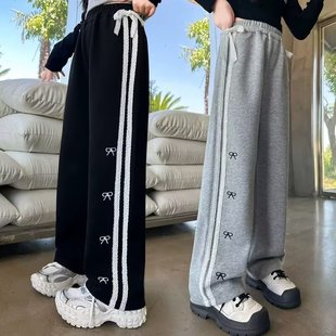 女童裤子新款春秋季洋气女大童直筒裤儿童中学生阔腿休闲宽松裤潮