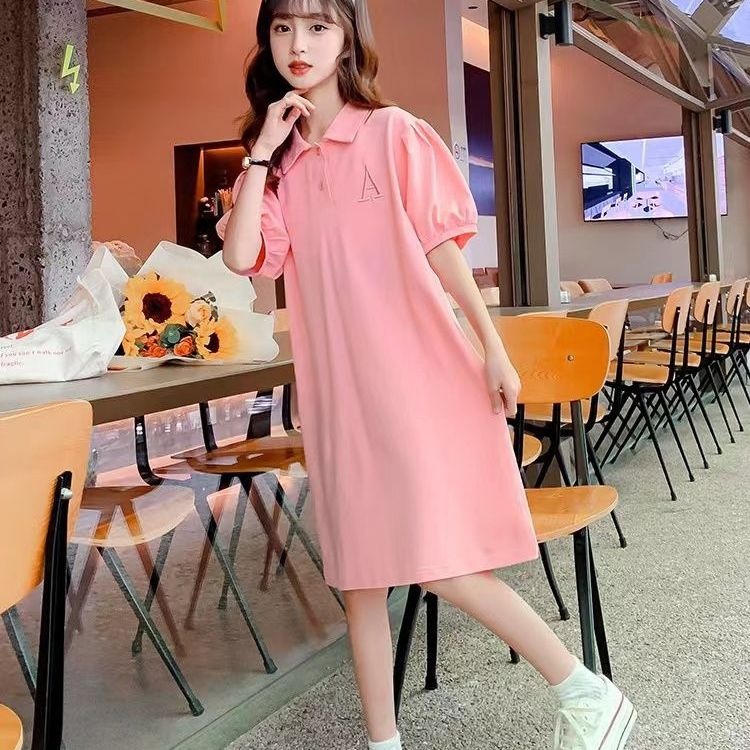 女童连衣裙夏季2025新款洋气公主裙轻薄纯色polo裙中大童裙子