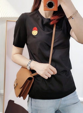 tai可爱 wan能搭榕之树自留刺绣休闲圆领白色短袖t恤女小衫上衣夏