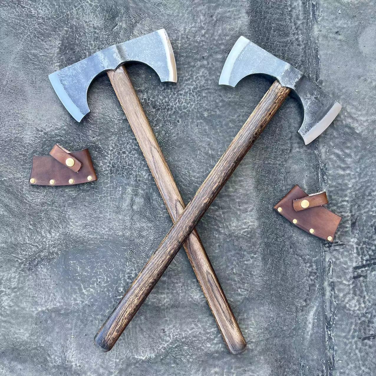 奇星双刃斧户外露营战斧全钢锻打双边斧头家用劈柴砍骨