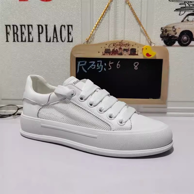 外贸真皮断码女鞋平底小白鞋透气