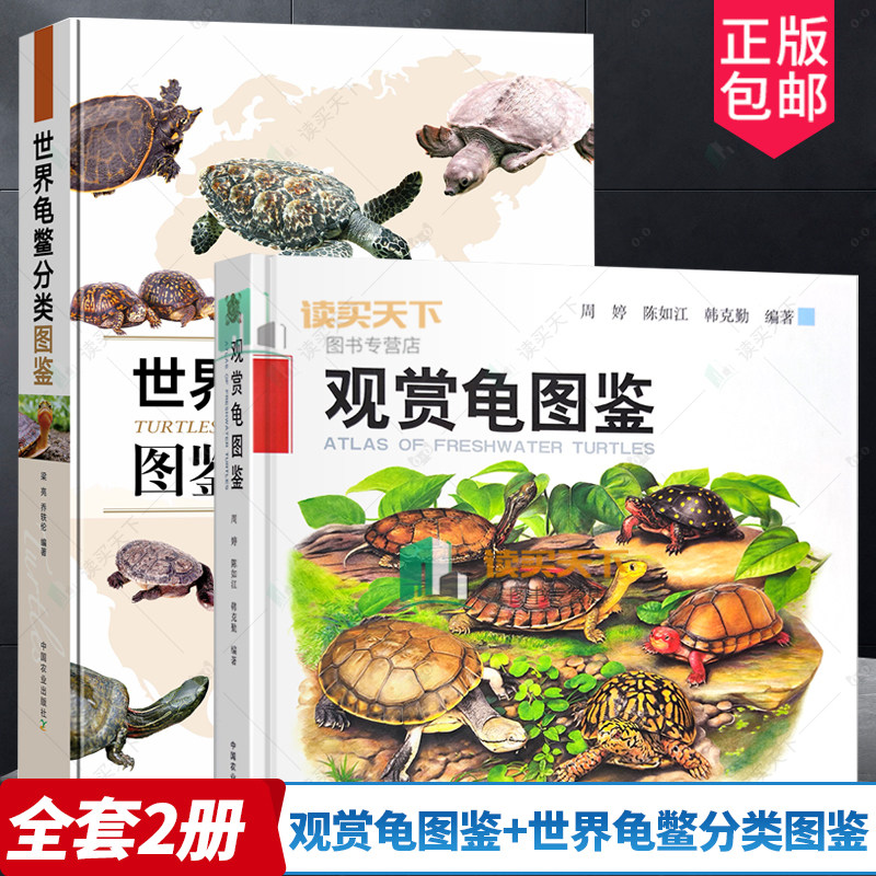 正版包邮 2册 观赏龟图鉴+世界龟鳖分类图鉴 龟科图集 观赏龟产业现状和发展趋势 观赏龟养殖技术书 中国农业出版社