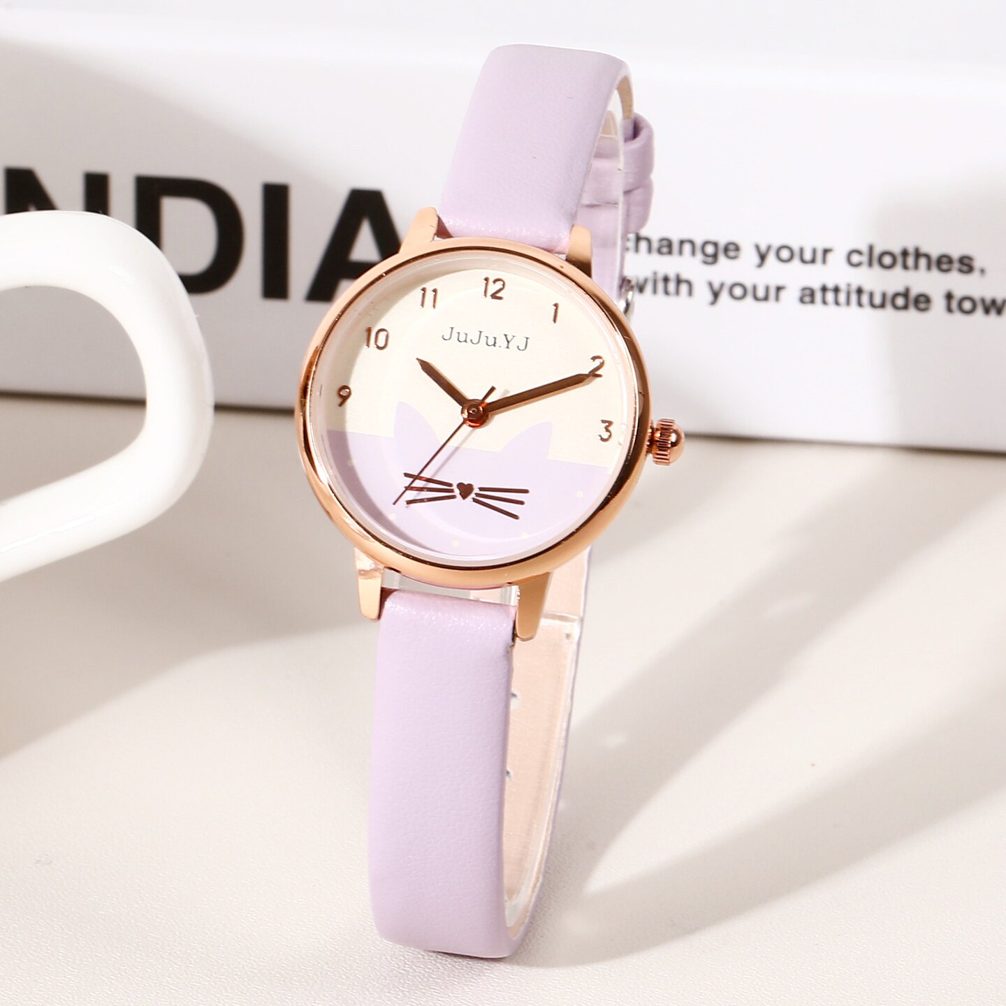 儿童手表女款学生高颜值韩版简约防水女孩女生小表盘可爱卡通猫咪