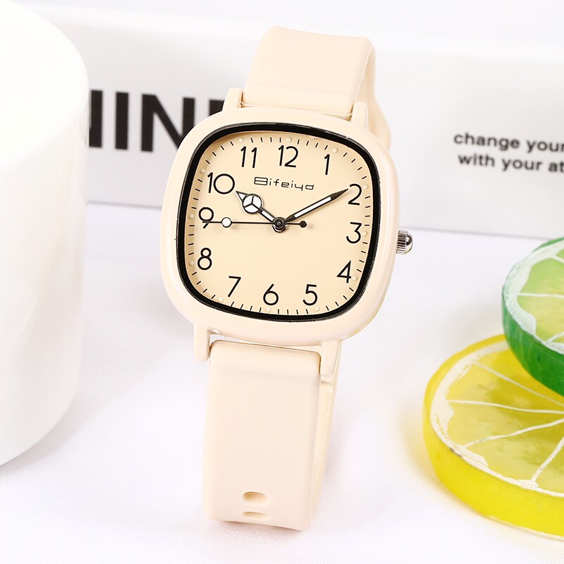 考试专用手表女款学生高颜值初高中学生简约儿童女孩电子表奶茶色