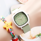 方形手表女学生韩版 撞色高颜值夜光防水硅胶果冻表 简约小清新个性