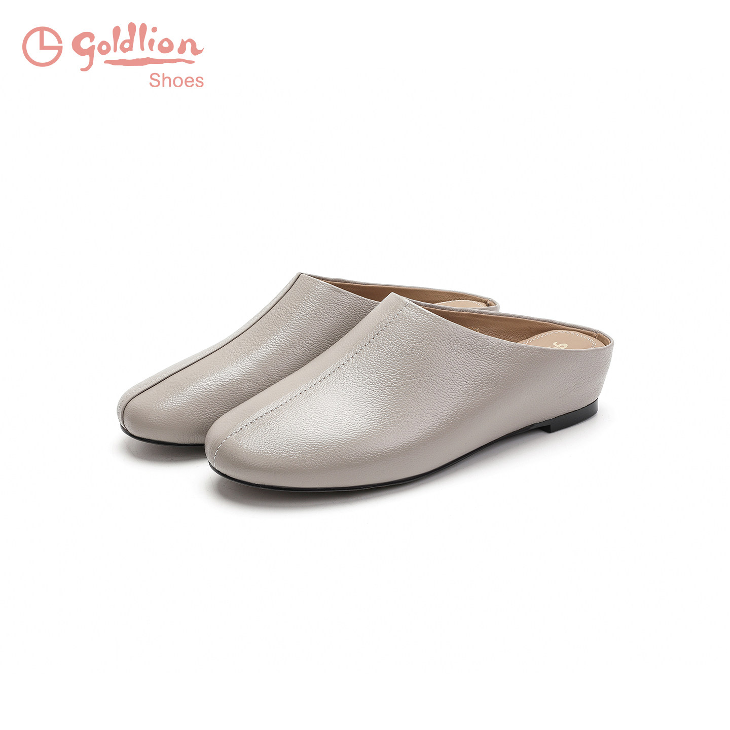 金利来真皮圆头一脚蹬懒人穆勒鞋女内增高包头半拖凉鞋女夏外穿SJ