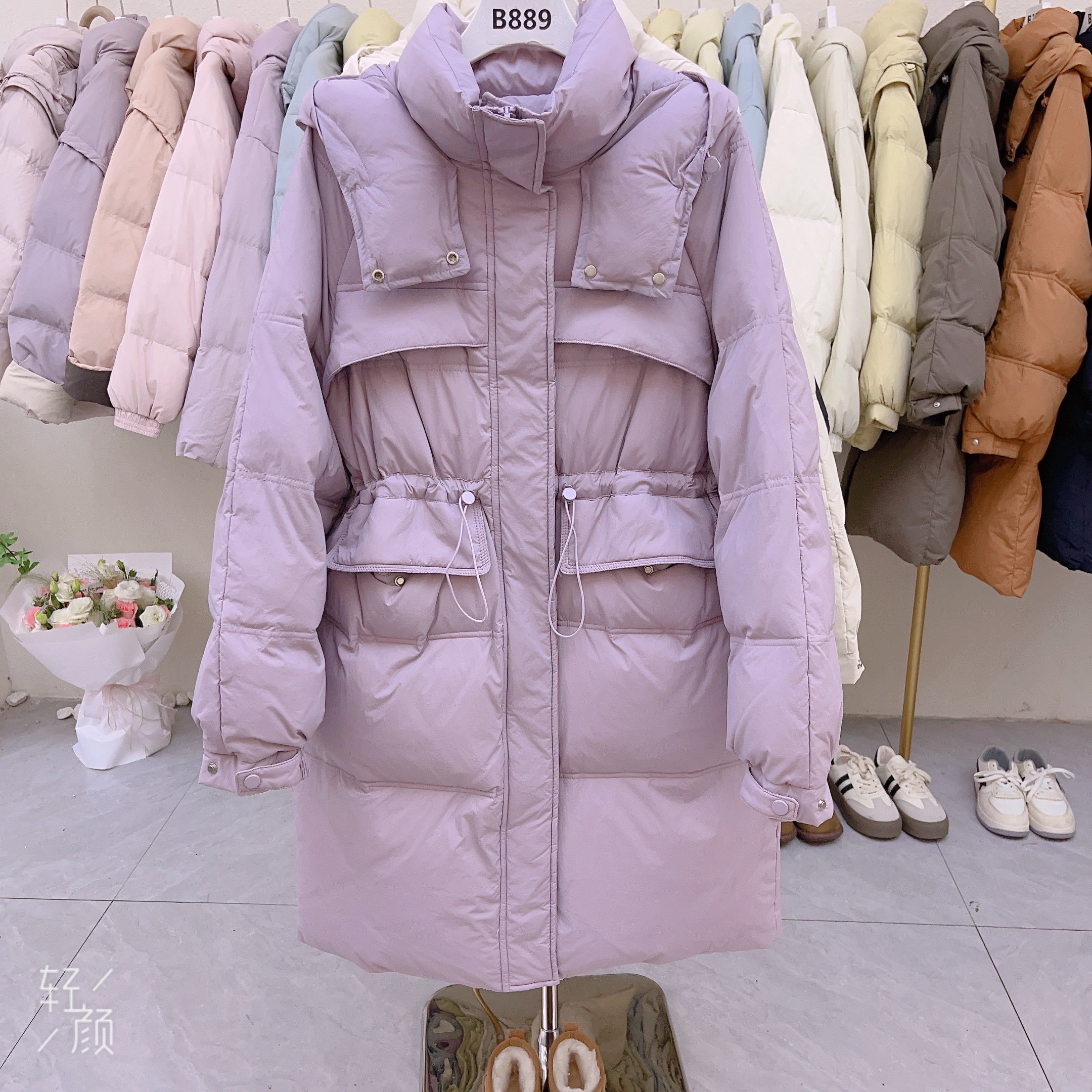 小个子羽绒服女中长款2024年冬季新款韩版加厚收腰显瘦连帽外套