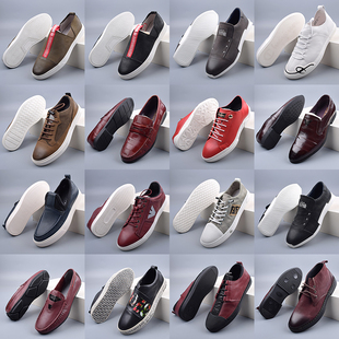 男士 青年潮鞋 休闲皮鞋 春秋透气韩版 单 软底一脚蹬真皮板鞋 库存断码