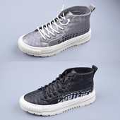 百搭青年潮鞋 撤柜男士 时尚 冰丝布套线一脚蹬马丁靴韩版 男 高帮板鞋