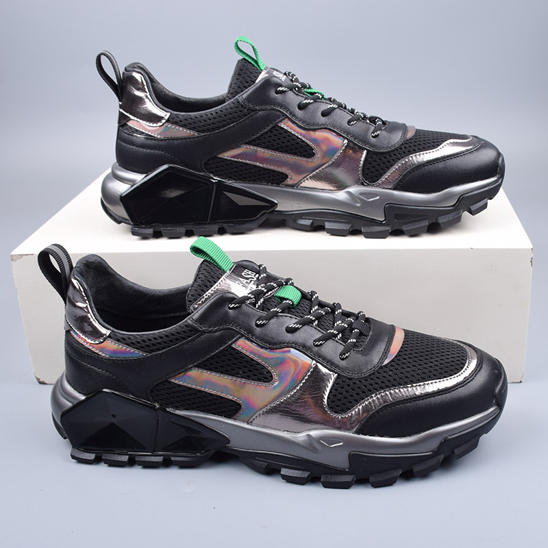 撤柜断码网面运动鞋男士厚底圆头跑步鞋透气防滑韩版休闲鞋老爹鞋