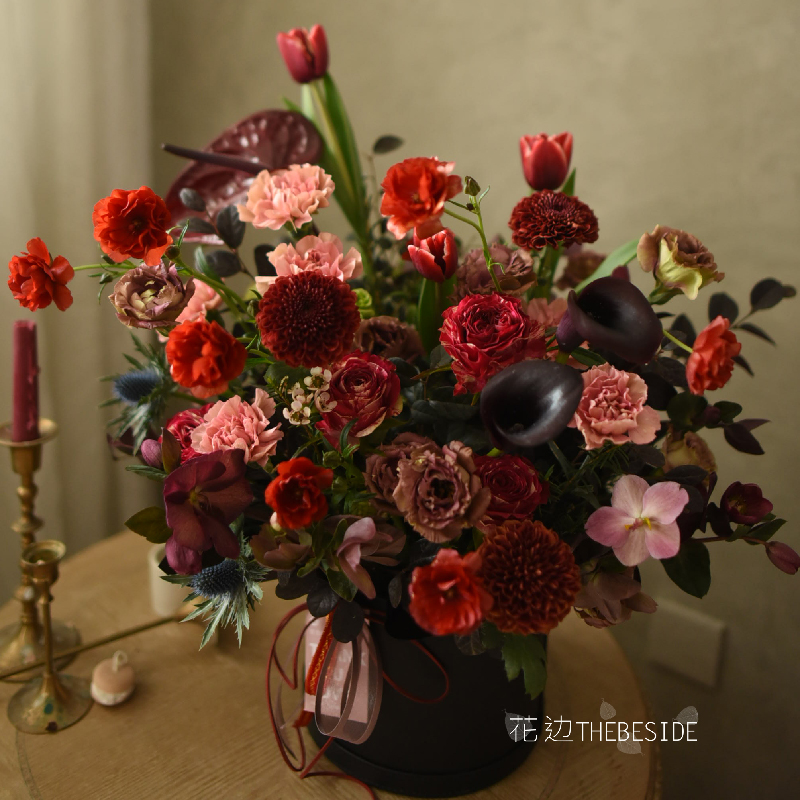 花边 《岁月悠悠》韩式混搭鲜花抱抱桶 复古鲜亮色系 时尚又气质