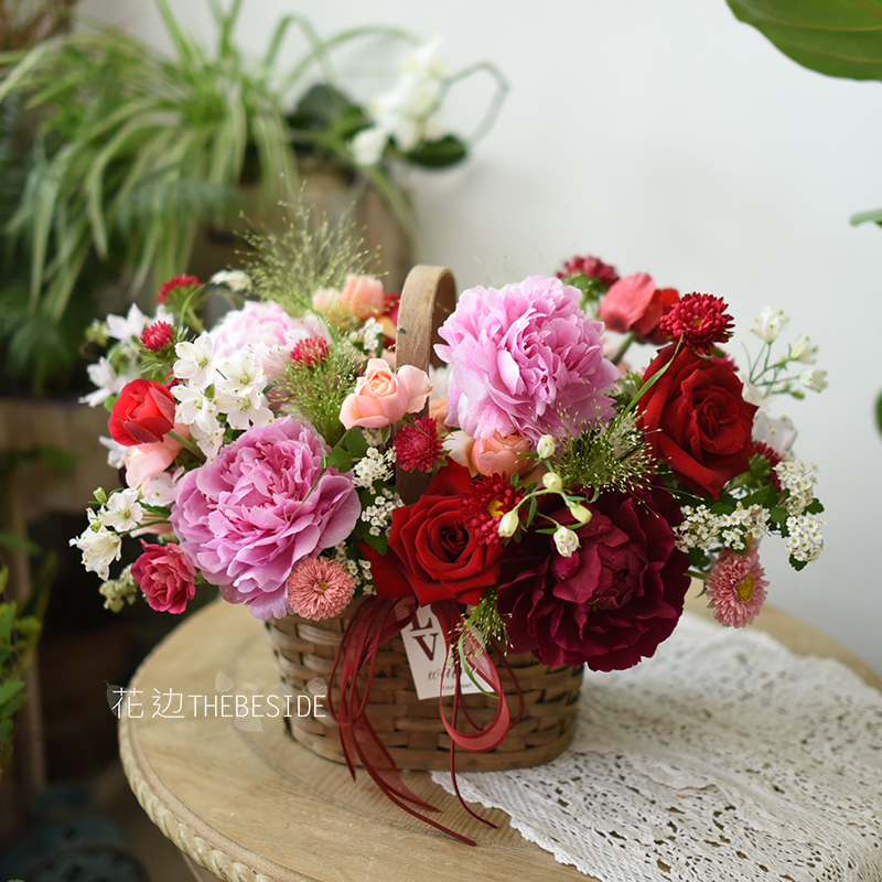 花边THEBESIDE《寿比南山》恭祝生辰鲜花篮 北京父母长辈生日礼物