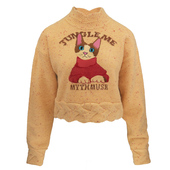 JUNGLE ME高领暖黄色宽松保暖毛衣长袖 立体提花绣花猫咪针织毛衣