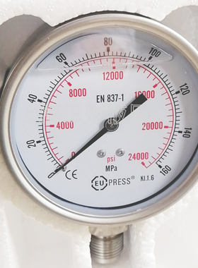 160MPa EUPRESS耐高温防腐蚀防震超高压压力表 径向 通用型压力表