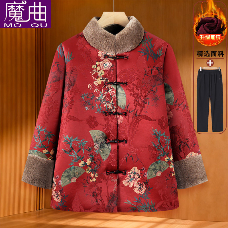 中老年女冬季加绒加厚棉服