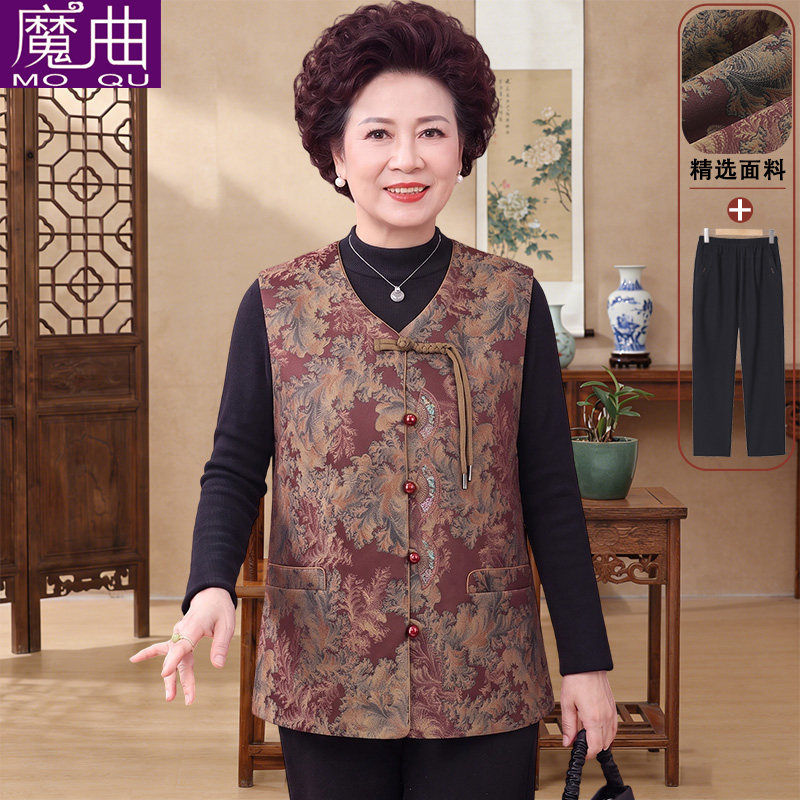 中老年人奶奶装马甲春装新款国风中老年女装