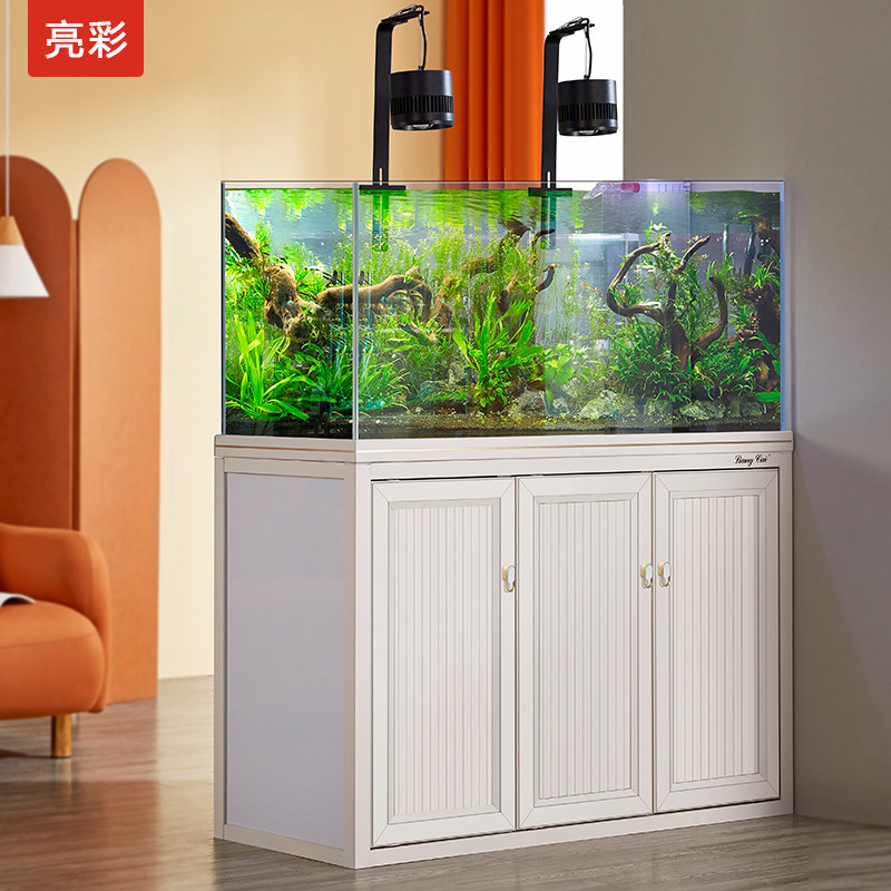 亮彩水草缸水族箱底滤客厅落地超白玻璃家庭定制生态造景中型鱼缸