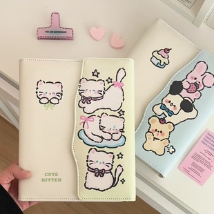 LOVELY 卡通皮面A5翻盖三折卡册四宫格磁吸追星拍立得3寸小卡收纳