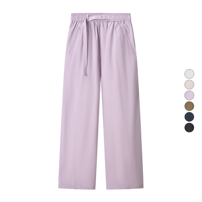 女装 2026夏季新款 休闲廓形长裤/系腰带弯刀镰刀休闲裤子 485273