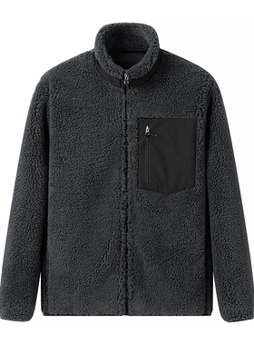 男装 2023冬季新款 防风摇粒绒茄克外套拼接开衫抓绒夹克 460331