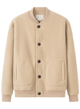 男装 冬季新款 双层复合摇粒绒加绒加厚立领夹克棒球服外套 3928