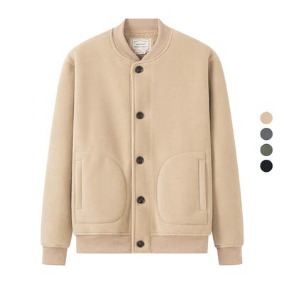 双层复合摇粒绒立领夹克