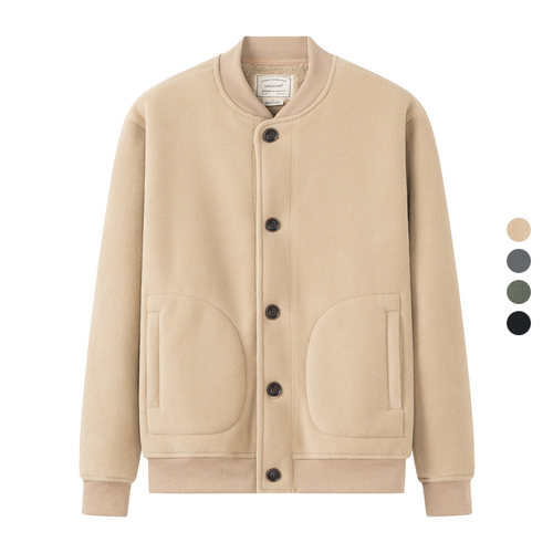 双层复合摇粒绒立领夹克