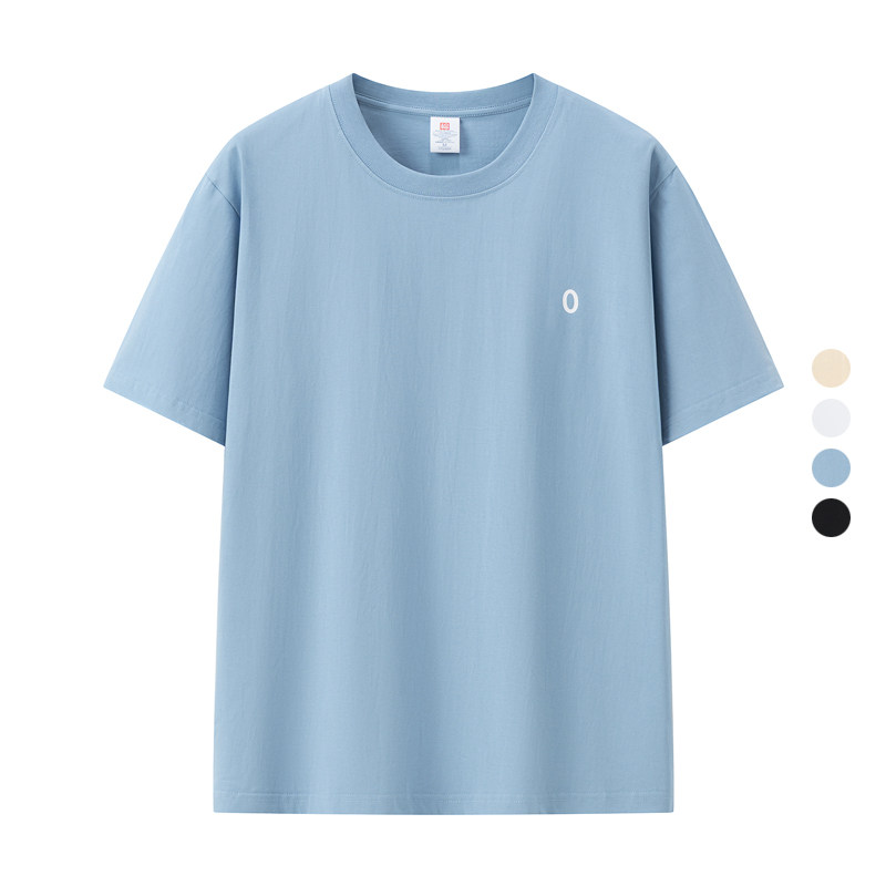 情侣款 2024夏季新款 基础款宽松长绒棉休闲圆领短袖T恤 405313