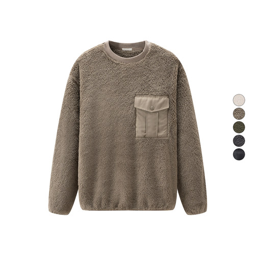 男装 冬季新款 圆领长袖摇粒绒套头衫珊瑚绒保暖加厚卫衣 452163