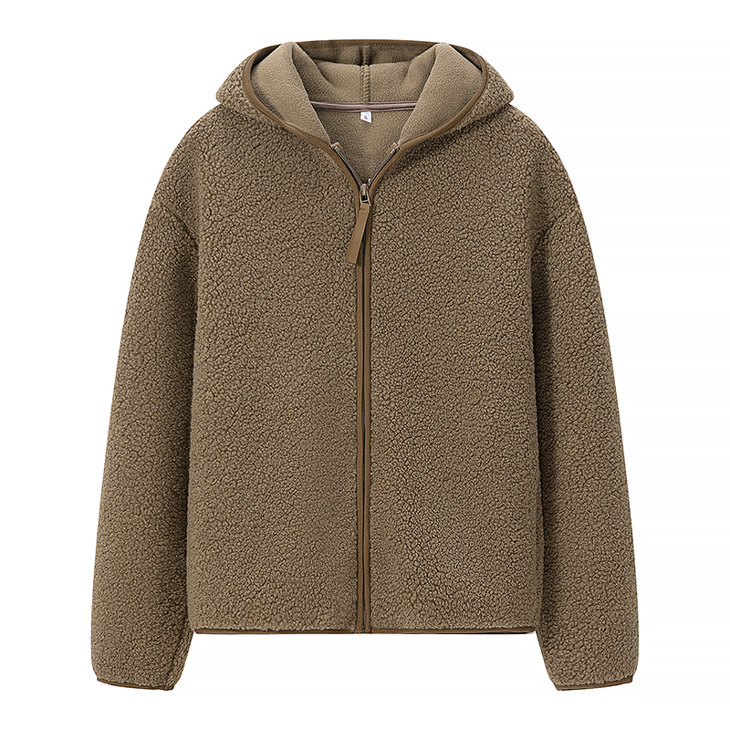 摇粒绒连帽拉链长袖外套