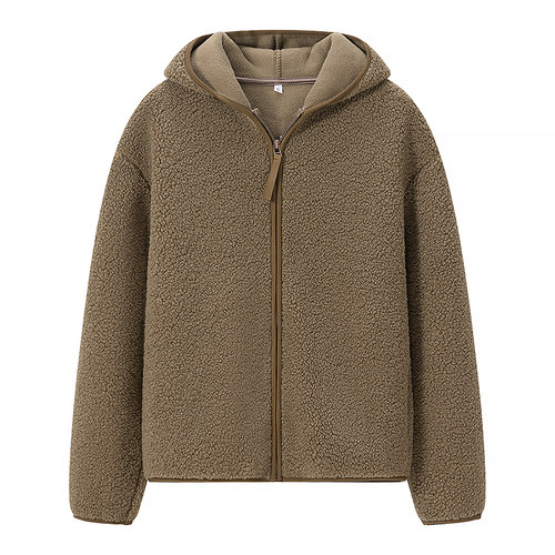 摇粒绒连帽拉链长袖外套