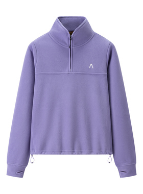 女装 2024冬季新款 加绒轻薄摇粒绒立领宽松抓绒保暖卫衣 412112