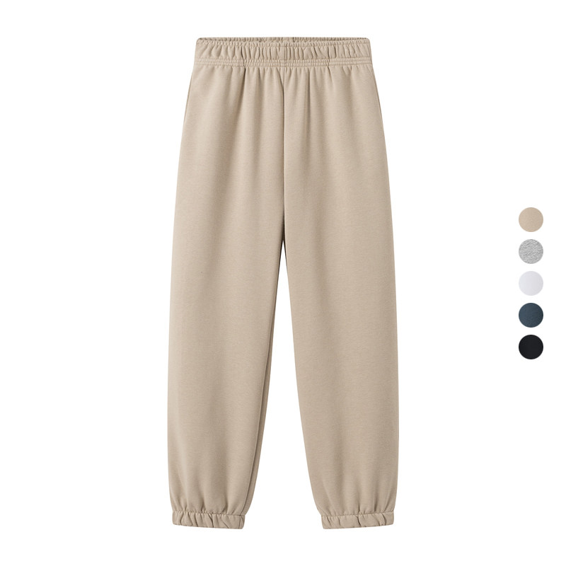 休闲松紧腰直筒束脚长裤