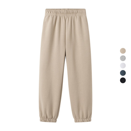 休闲松紧腰直筒束脚长裤