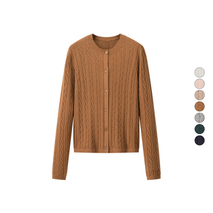 2025秋季 单排扣毛衣外套 新款 长袖 481477 纽花圆领针织开衫 女装