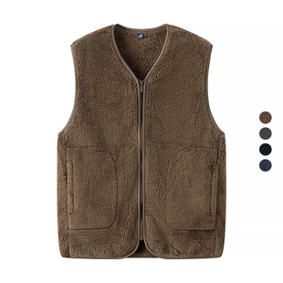保暖仿羊羔绒摇粒绒V领休闲背心马夹 新款 441087 2023冬季 男装