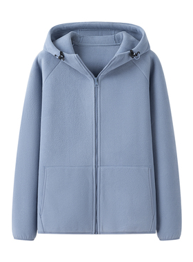 女装 2024冬季新款 摇粒绒加厚连帽长袖开衫卫衣保暖外套 410127