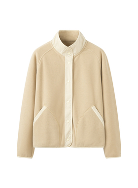 女装 秋季新款 立领撞色户外轻薄宽松保暖长袖摇粒绒外套 3111