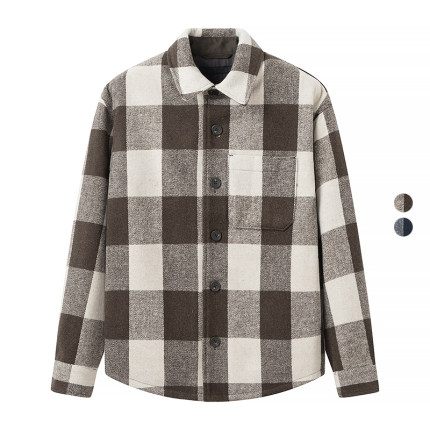 男装 冬季新款 情侣装廓形衬衫式茄克宽松格子外套 459591/449618